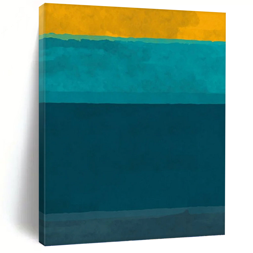 “Yellow, Teal and Blue Color - Block” - Modern Abstract Art on Canvas DKH1623