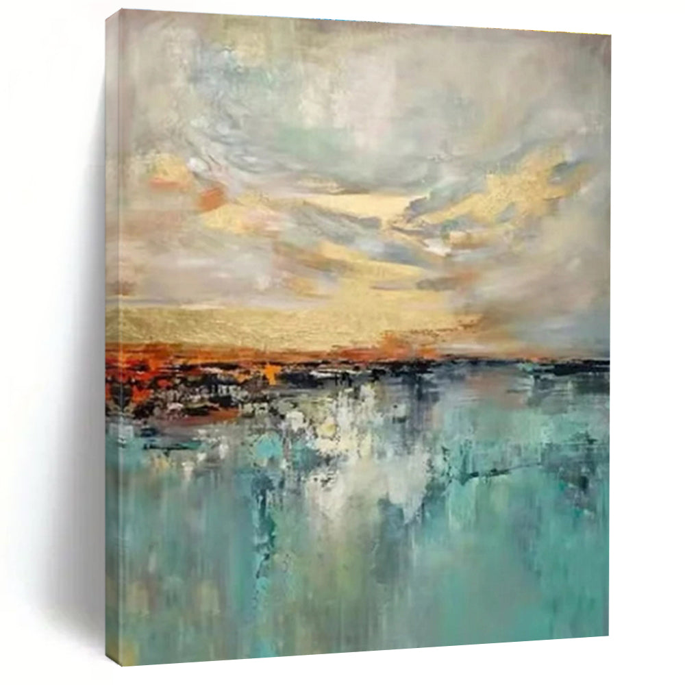 Abstract Landscape Sunset Painting, Suited for Beach House Living Room & Relaxing Spa LargeART1422