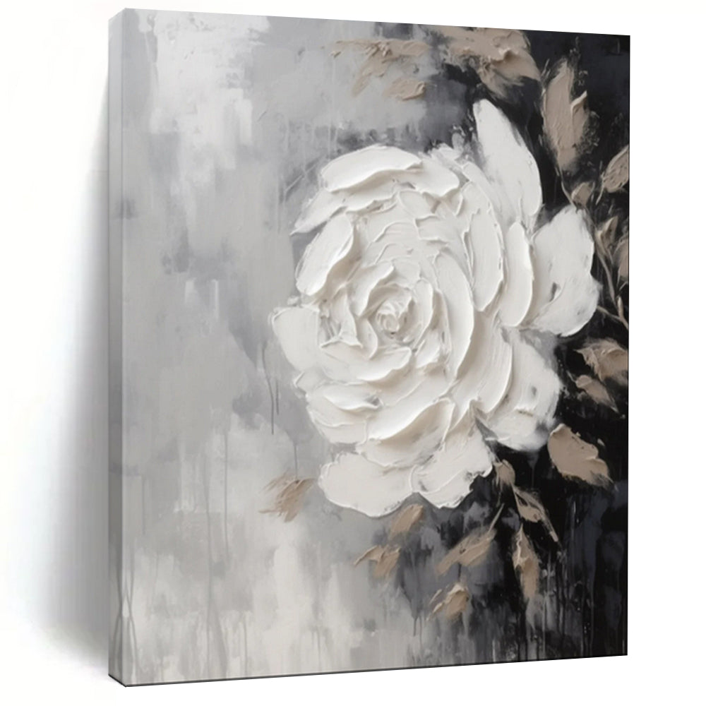 Gray & White Floral Abstract Art, Perfect for Romantic Bedroom & Sophisticated Dining Room LargeART2104