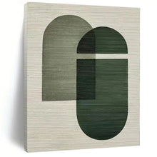 Load image into Gallery viewer, Oversized Hand - painted Green Geometric Overlaps Acrylic Art for Mid - Century Modern Studies LargeART0165
