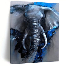 Load image into Gallery viewer, “Blue - Accented Elephant Portrait” - Contemporary Animal Art on Canvas DKH1610
