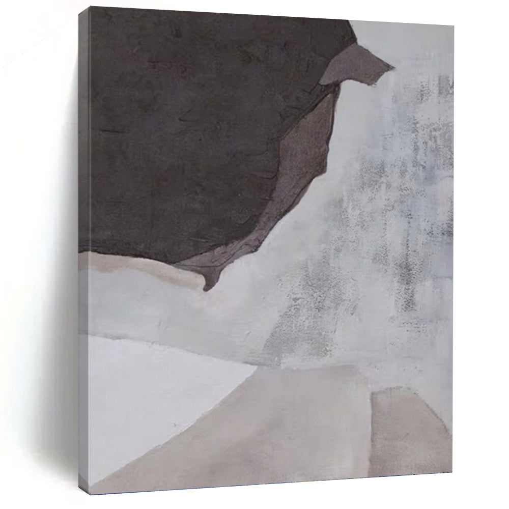 “Muted Tones Abstract Forms” - Grey, White Abstract Art on Canvas DKH1182