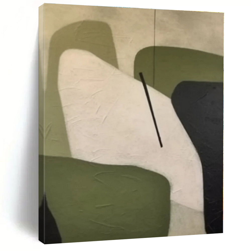 Geometric Green and White Shapes Acrylic Art - Suited for Mid - century Modern Office & Minimalist Bedroom LargeART0575