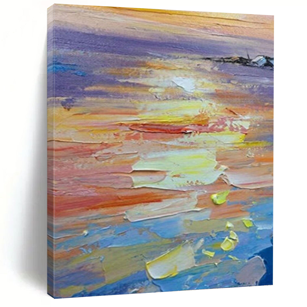 “Sunset Hues: Coastal Abstract” Abstract Painting on Canvas, Beach House Decor DKH1040