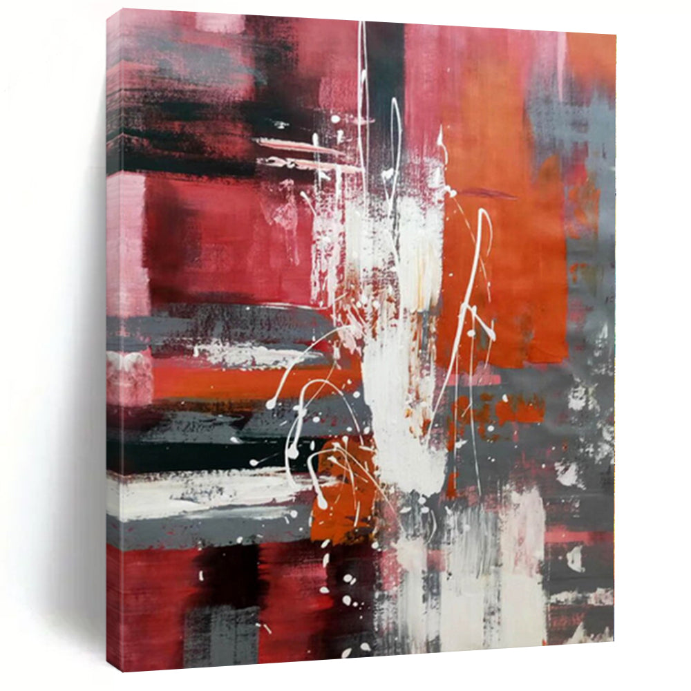 Oversized Bold Red and Gray Abstract Acrylic for Energetic Living Room & Inspiring Home Gym LargeART0313