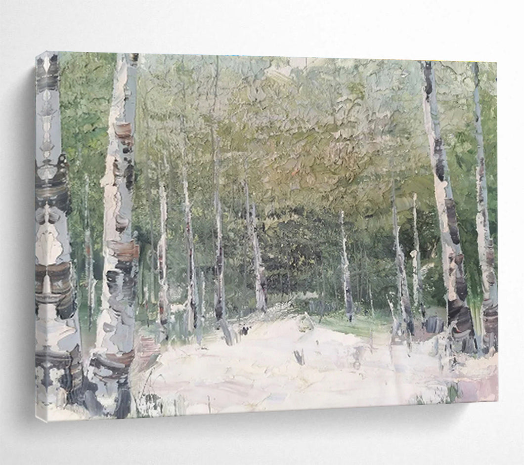 Aspen Forest Path Abstract Painting on Canvas - “Woodland Wander” DKH629