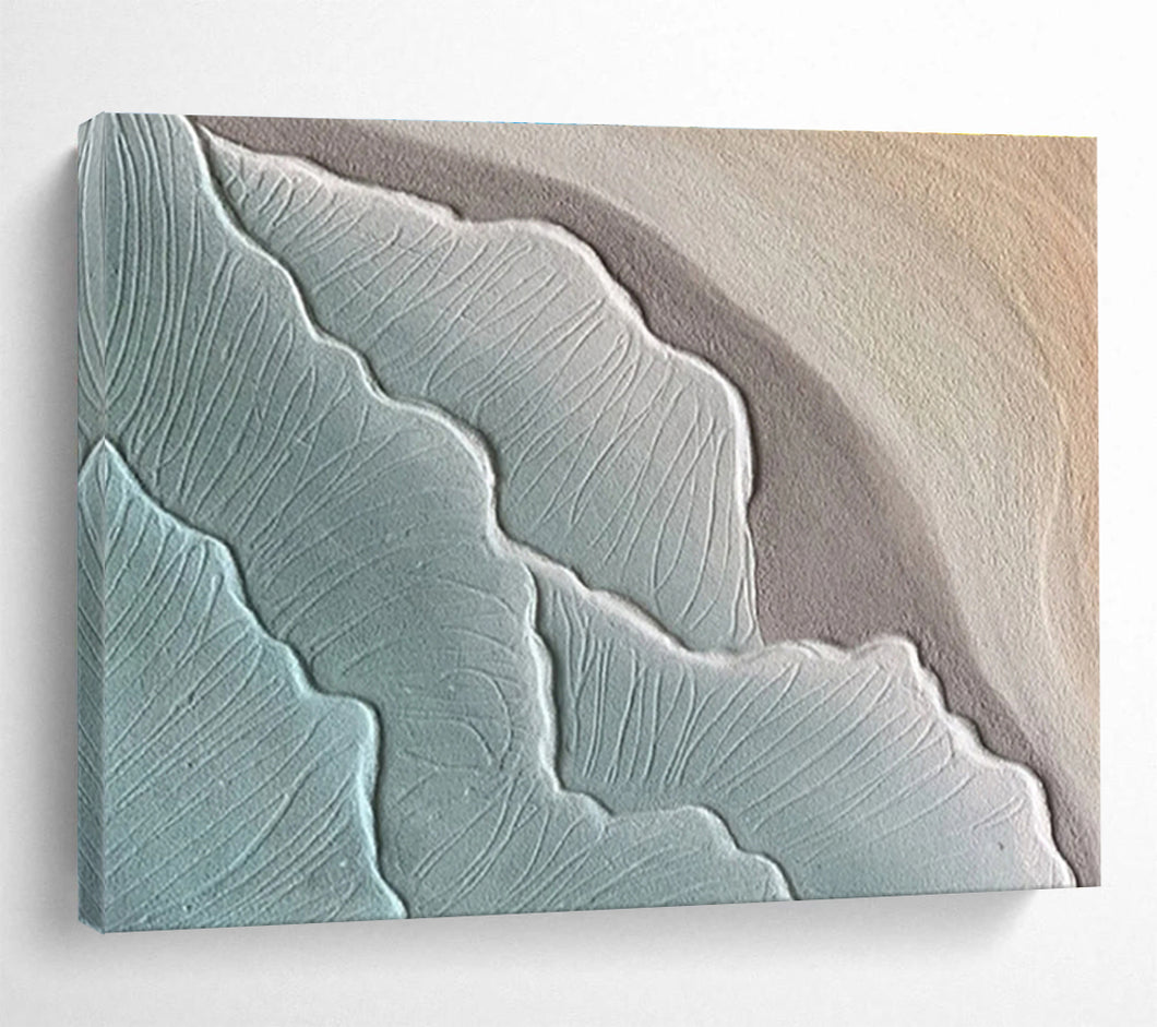 Textured Abstract Painting on Canvas: Layered Wave - Like Abstraction DKH579