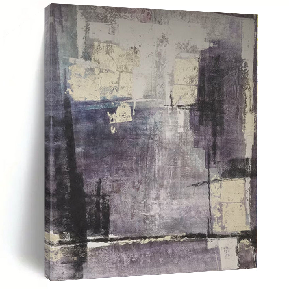 Hand - painted Substantial Purple - Toned Abstract Composition Acrylic Art for Artistic Studies LargeART0106
