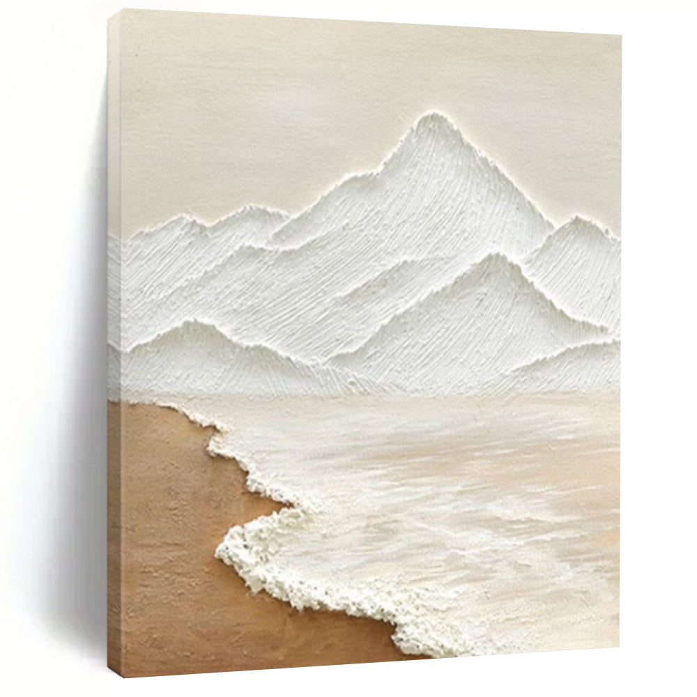 “Textured Mountain & Sea” – Minimalist Relief Painting with Neutral Tones DTP273