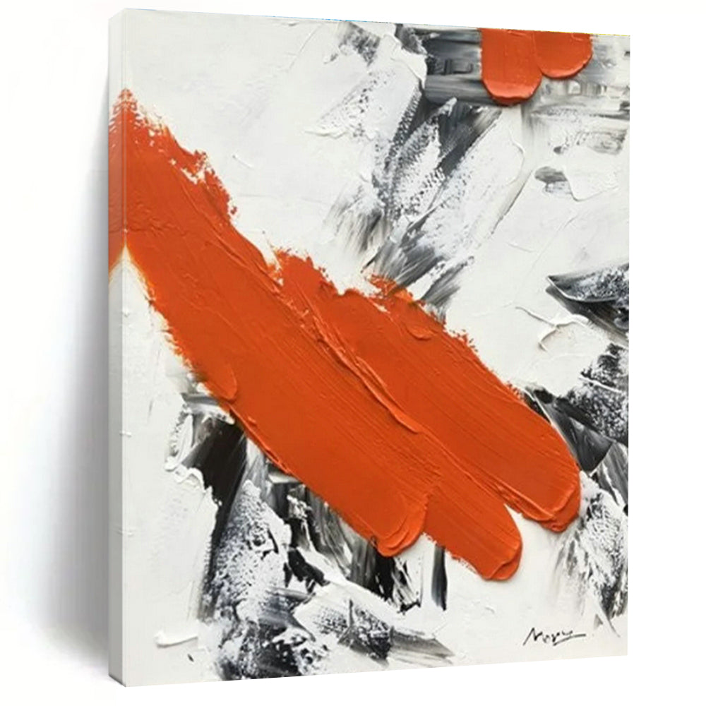 Orange, Gray, and White Impasto Acrylic Art - Perfect for Contemporary Gallery & Vibrant Dining Room LargeART0617