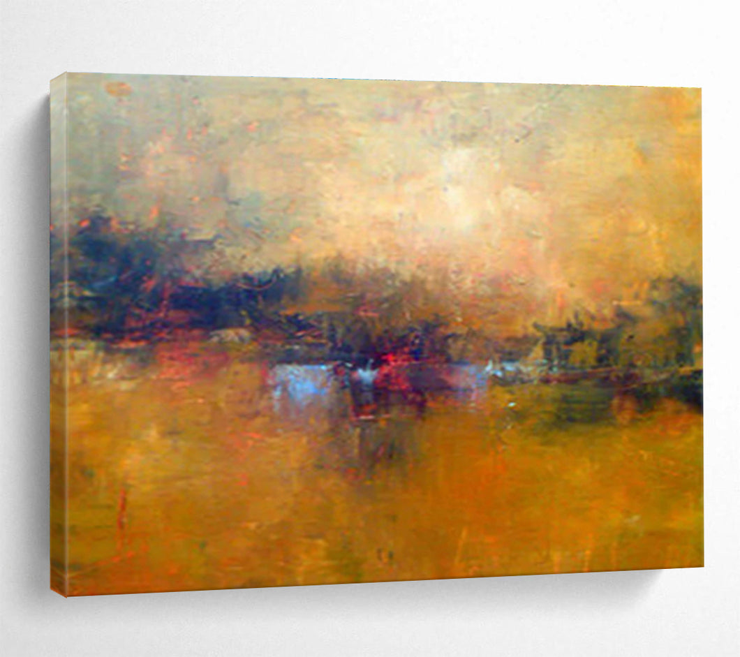 Warm - Toned Abstract Sunset Painting On Canvas DKH399