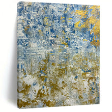 Load image into Gallery viewer, Blue and Gold Textured Abstract Canvas Painting, Ideal for Coastal Living Room &amp; Elegant Office LargeART1224
