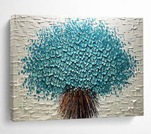 Load image into Gallery viewer, “Blue Blossom Tree” - Textured Abstract Acrylic of a Floral Tree, Suits Bedroom and Conservatory DLZ213
