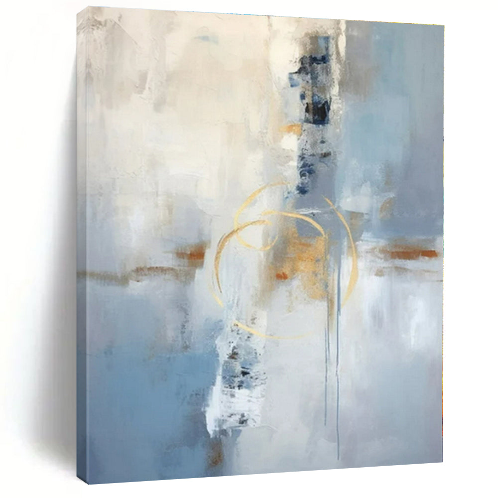 Blue Gold Abstract Painting, Suited for Modern Office & Sophisticated Living Room LargeART1333