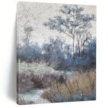 Load image into Gallery viewer, “Blue - Toned Forest Path” - Misty Woodland Landscape on Canvas DKH1458
