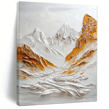Load image into Gallery viewer, White &amp; Gold Textured Mountain Abstract Sculpture - Painting, Perfect for Minimalist Living Room &amp; Inspirational Office LargeART2072
