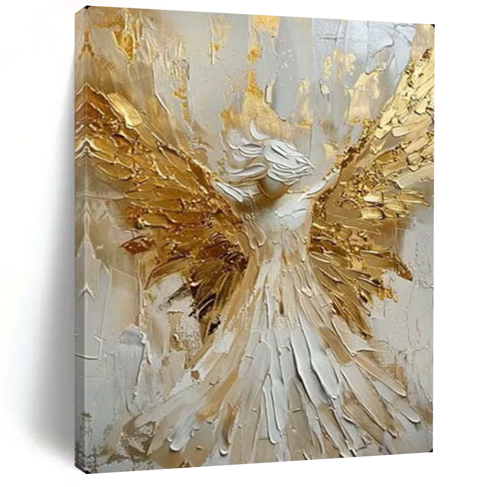 Gold & White Textured Abstract Painting, Ideal for Spiritual Bedroom & Luxe Living Room LargeART2135