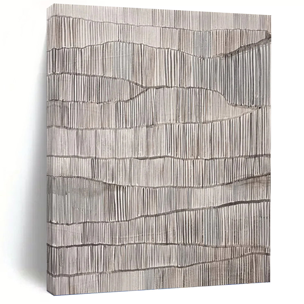 “Gray Textured Waves” Abstract Painting on Canvas, Industrial - Chic Decor DKH1031