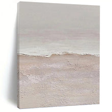 Load image into Gallery viewer, “Coastal Calm Abstraction” - Beige, White Abstract Beach Art on Canvas DKH1124
