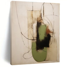 Load image into Gallery viewer, Green &amp; Black Line Abstract Canvas Painting, Ideal for Modern Studio &amp; Art - Lover’s Bedroom LargeART1294
