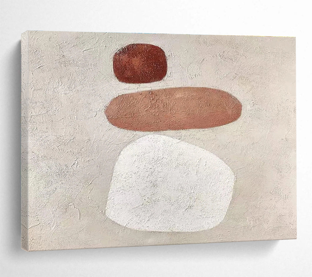 Minimalist Neutral Shapes Abstract Painting on Canvas - “Quiet Balance” DKH594