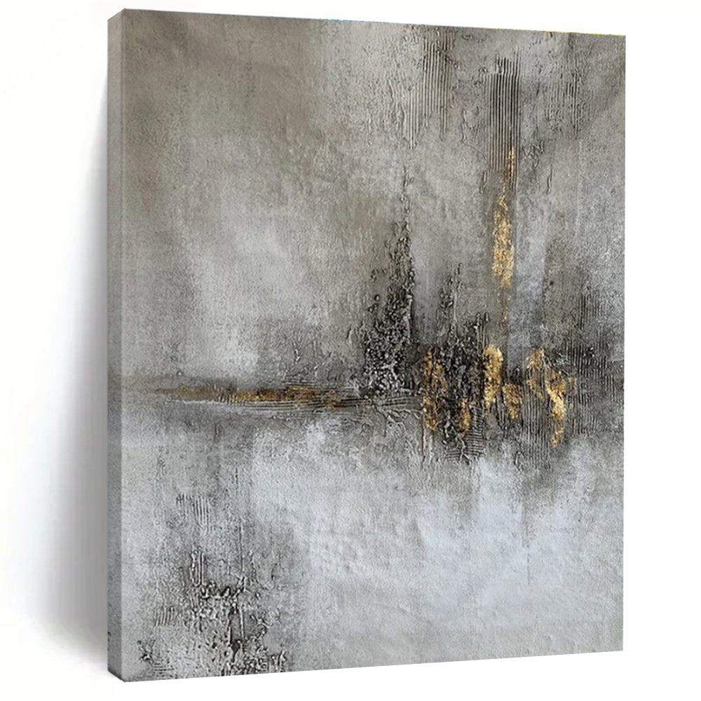 Gray - Gold Textured Abstract Art for Luxury Boutique & Sophisticated Home Office LargeART0900
