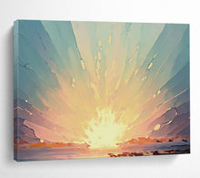 Load image into Gallery viewer, Radiant Sunset Burst Abstract Painting on Canvas - “Dawn’s Embrace” DKH665
