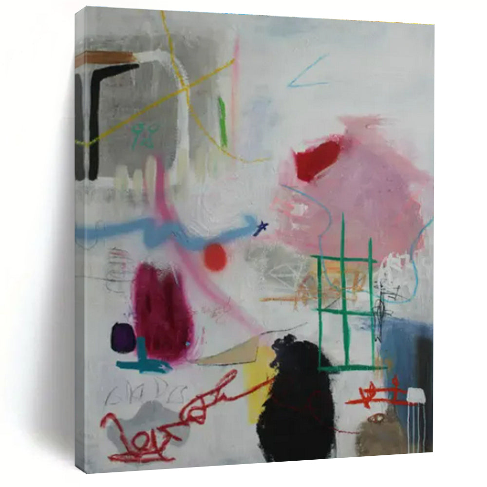 Playful Abstract Doodles Painting - Great for Creative Studio & Bohemian Bedroom LargeART1406