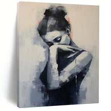 Load image into Gallery viewer, Monochromatic Abstract Woman Painting, Perfect for Minimalist Study &amp; Thought - Provoking Bedroom LargeART1910
