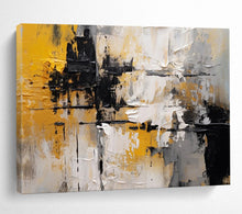Load image into Gallery viewer, Bold Yellow, Black, and White Abstraction Abstract acrylic painting DLZ085
