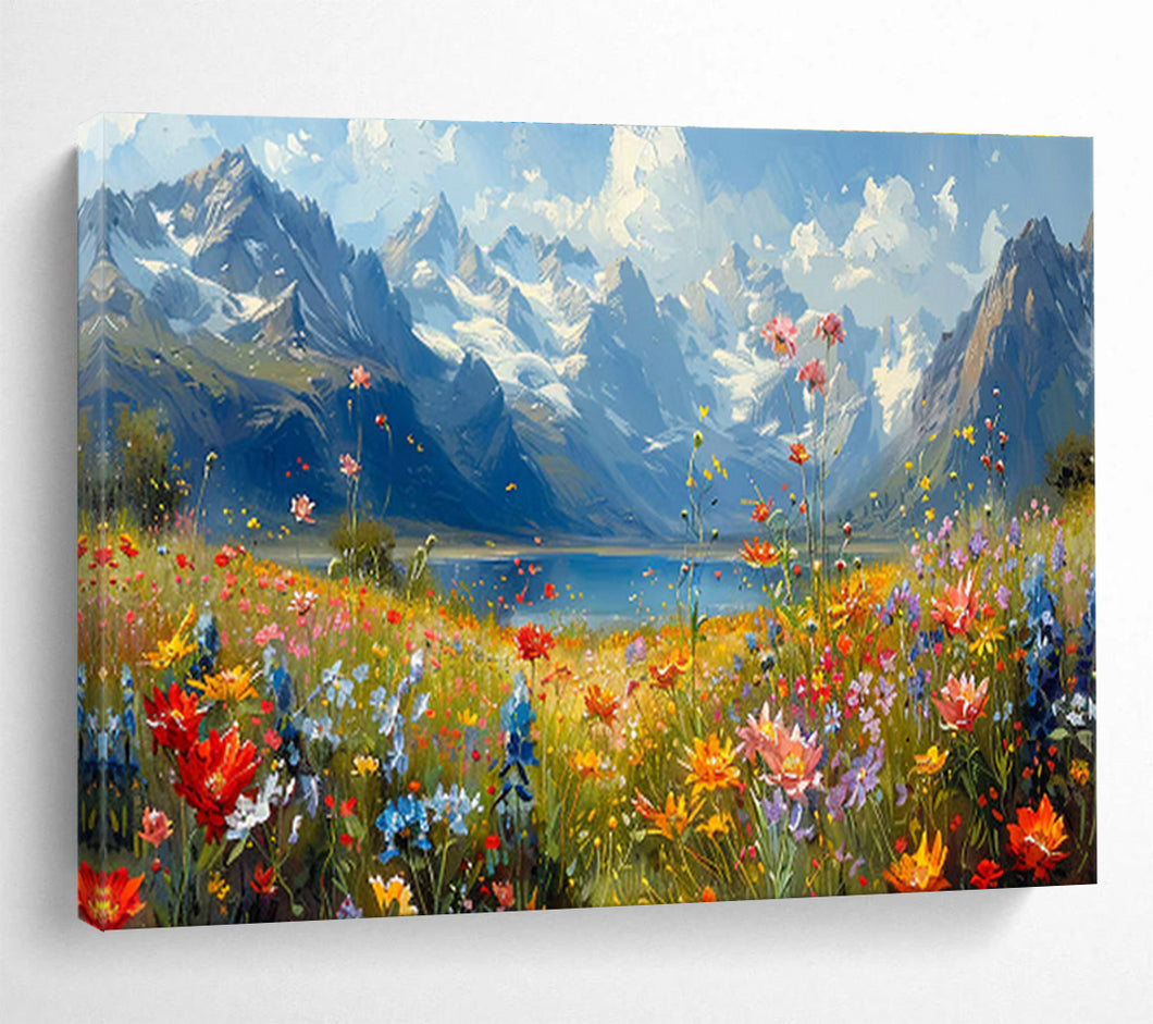 Mountain Meadow Abstract Painting for Nature - Inspired Office & Outdoor - Lover’s Bedroom DKH256