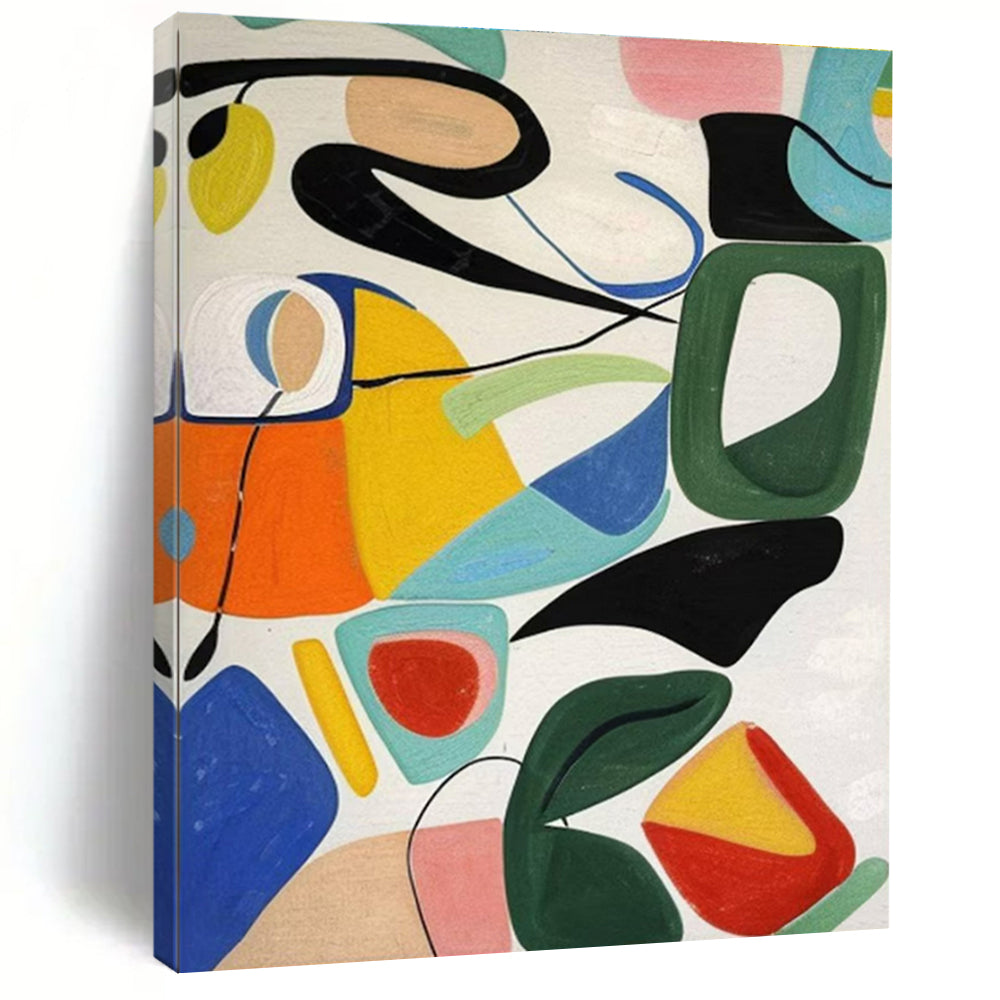 Colorful Abstract Shapes Collage Acrylic Art - Suited for Playful Kids’ Playroom & Bohemian - style Studio LargeART0635