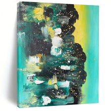 Load image into Gallery viewer, Green Sparkle - Emerald and Gold Abstract Acrylic, Great for Luxury Living Rooms and Upscale Hotel Lobbies DTP038
