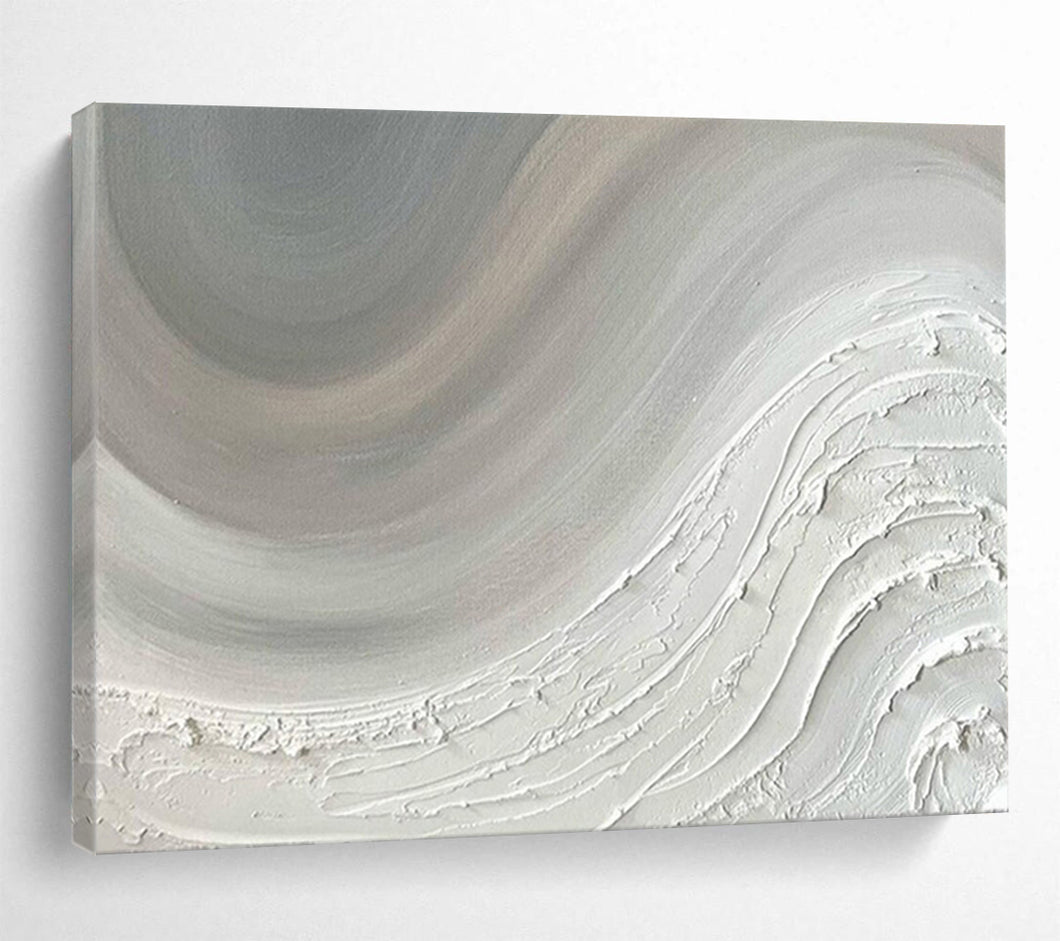 Soft White Textured Abstract - Calm Living Room Art LargeART1527