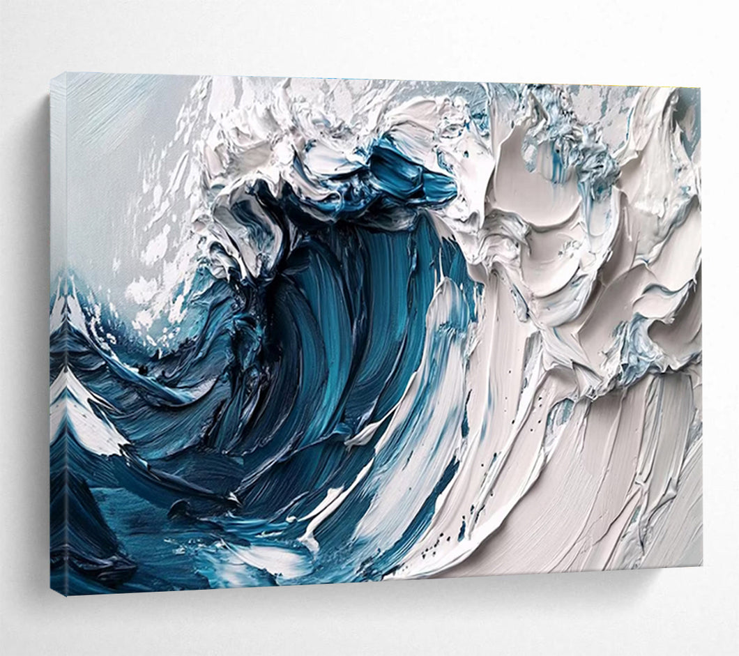 Ocean Wave “Crested Power” Painting on Canvas, Dynamic Seaside Art DKH873