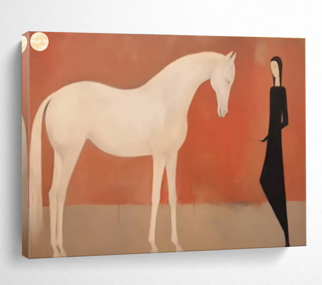 Figurative Abstract Painting on Canvas - “Horse and Figure” DKH730