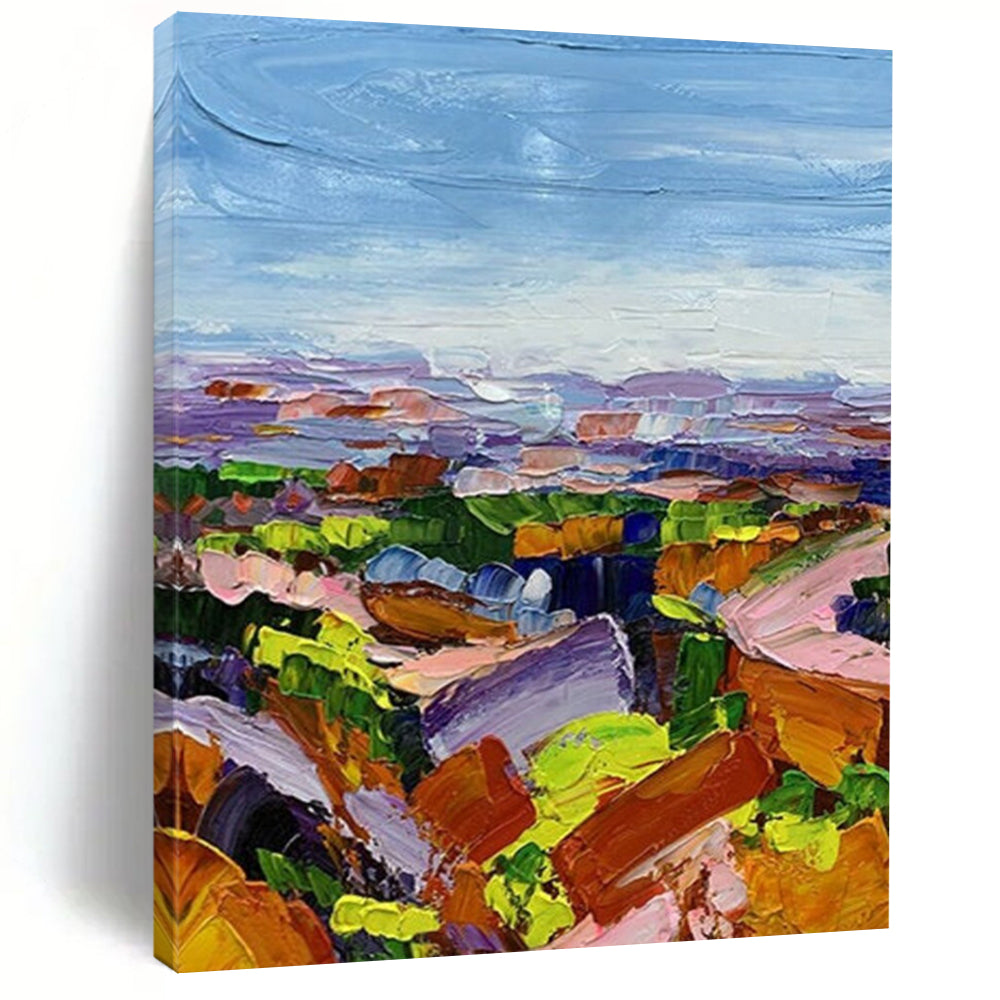 “Colorful Landscape Impasto” – Vibrant Oil Painting with Layered Textures DTP276