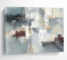 Load image into Gallery viewer, Blue - Gray Abstract Painting On Canvas with Subtle Reds DKH352
