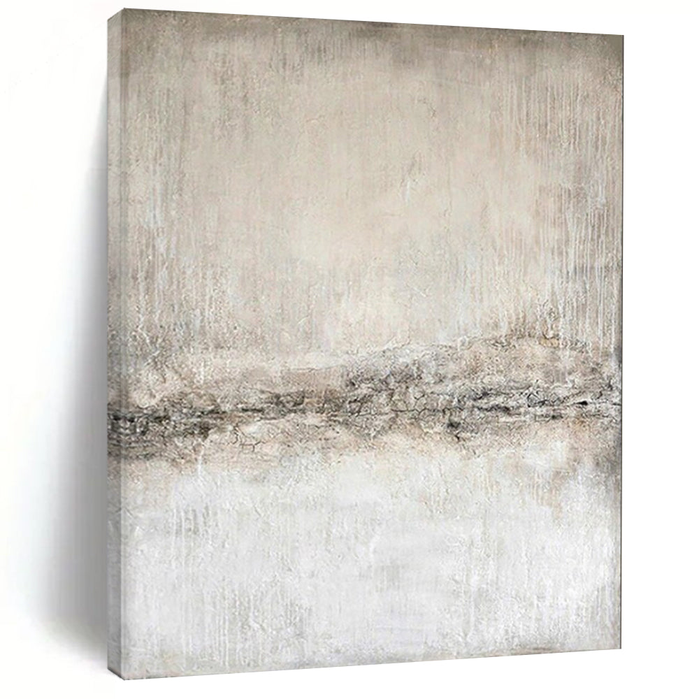 Light Neutral Textured Abstract Art for Scandinavian - inspired Bedroom & Calm Meditation Space LargeART0966