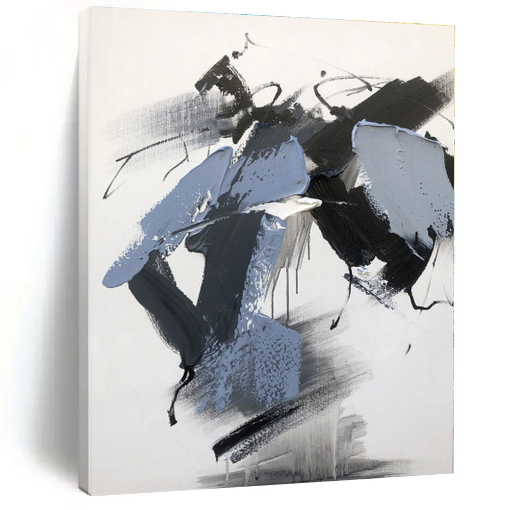 Large - Scale Blue - Gray Abstract Art for Modern Studio & Calm Office LargeART0498