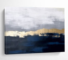 Load image into Gallery viewer, Blue and Gold Abstract Painting on Canvas - “Coastal Horizons” DKH784
