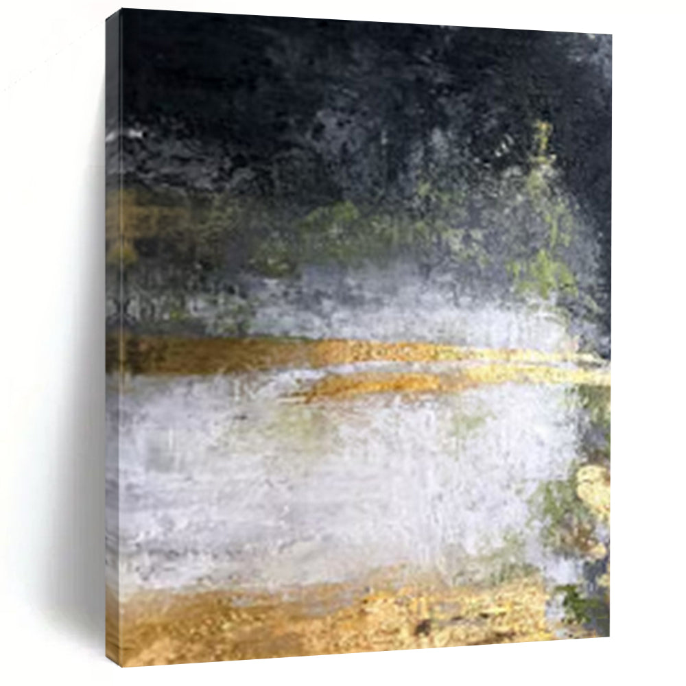 Dark - Gold Abstract Layered Acrylic Art, Fit for Library & Study LargeART1008