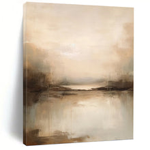Load image into Gallery viewer, “Tranquil River at Sunset in Neutral Tones” - Beige, Grey, Brown Abstract Art on Canvas DKH1253
