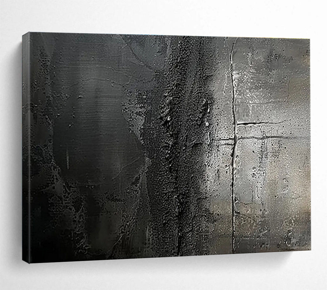 Dark Textured Abstract Painting for Industrial Loft & Edgy Studio DKH150