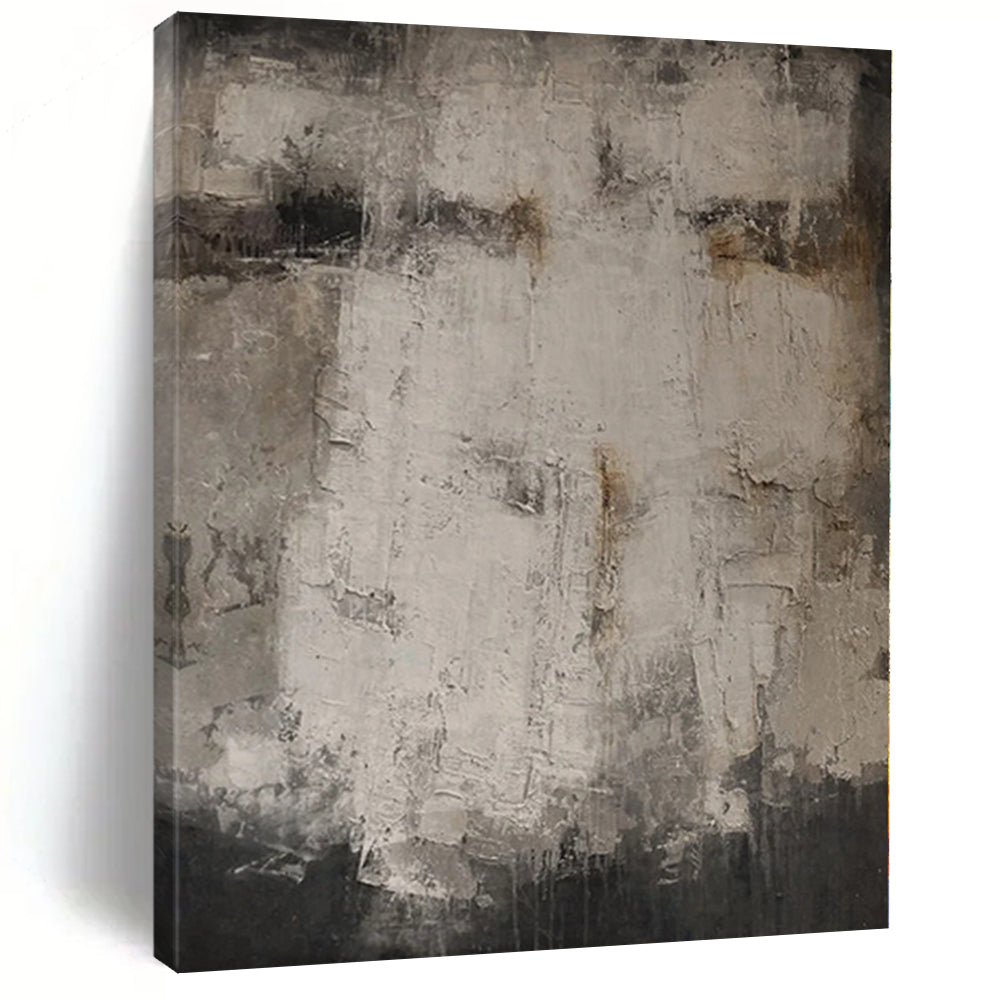 Hand - painted Substantial Gray - Brown Textured Abstract Acrylic Art for Rustic Living Rooms LargeART0126