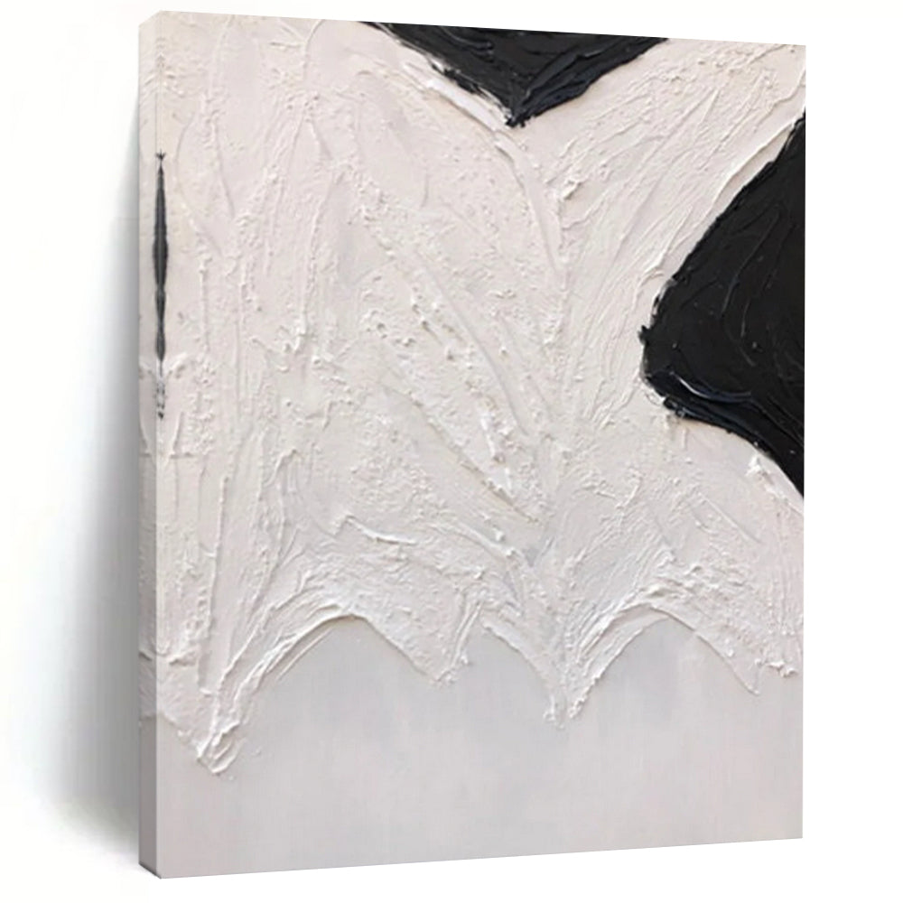 “Abstract Black & White Forms” – Thick black shapes, textured white background DTP405