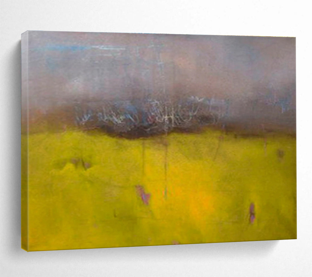 Yellow - Dominant Abstract Field Painting On Canvas DKH379