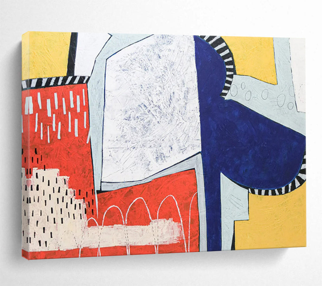 Hand - painted Substantial Colorful Geometric Abstract Acrylic Art for Creative Home Offices LargeART1804