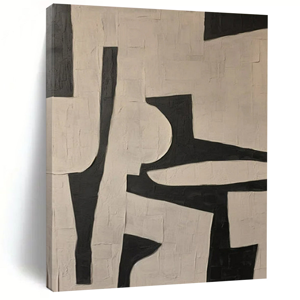 Black and White Geometric Abstract Art for Modern Office Conference Room & Contemporary Art - filled Apartment LargeART0945
