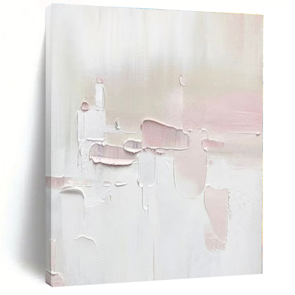 Soft Pink & White Textured Abstract Painting, Perfect for Feminine Nursery & Romantic Dressing Room LargeART1345